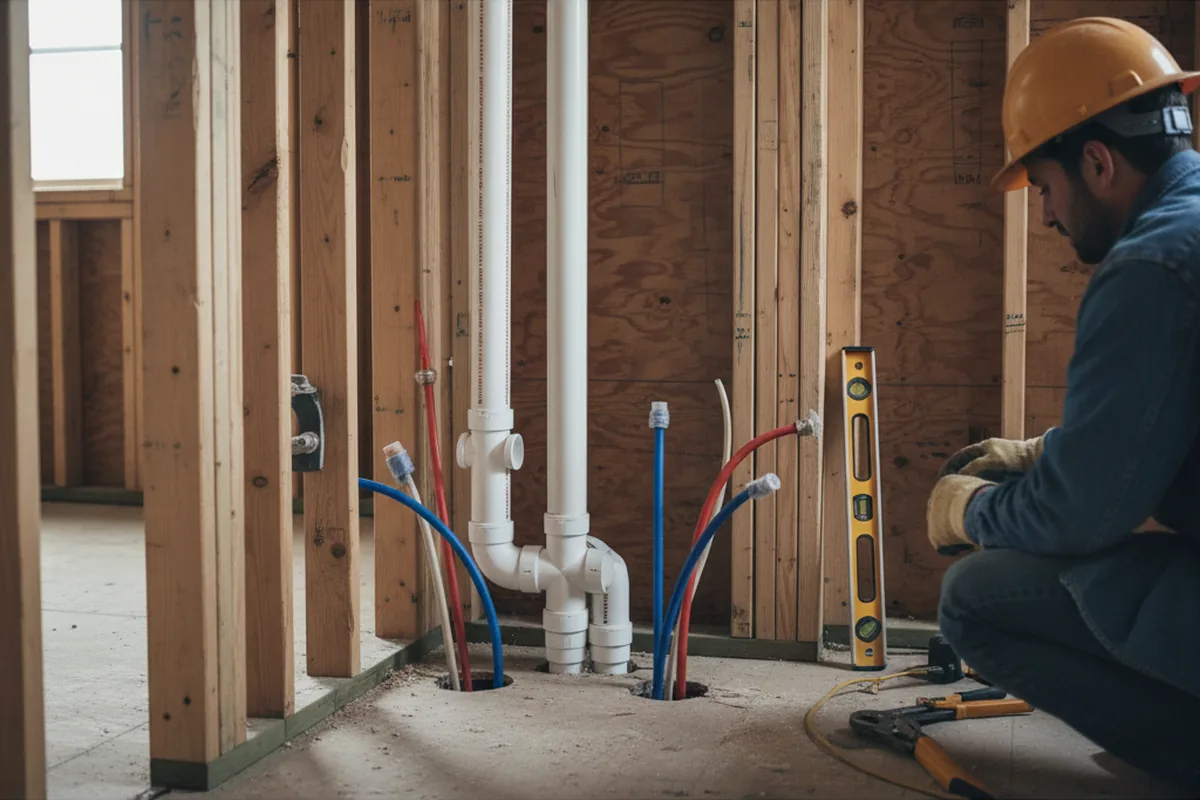 Drain and supply rough-in during Leak Detection in Lemont