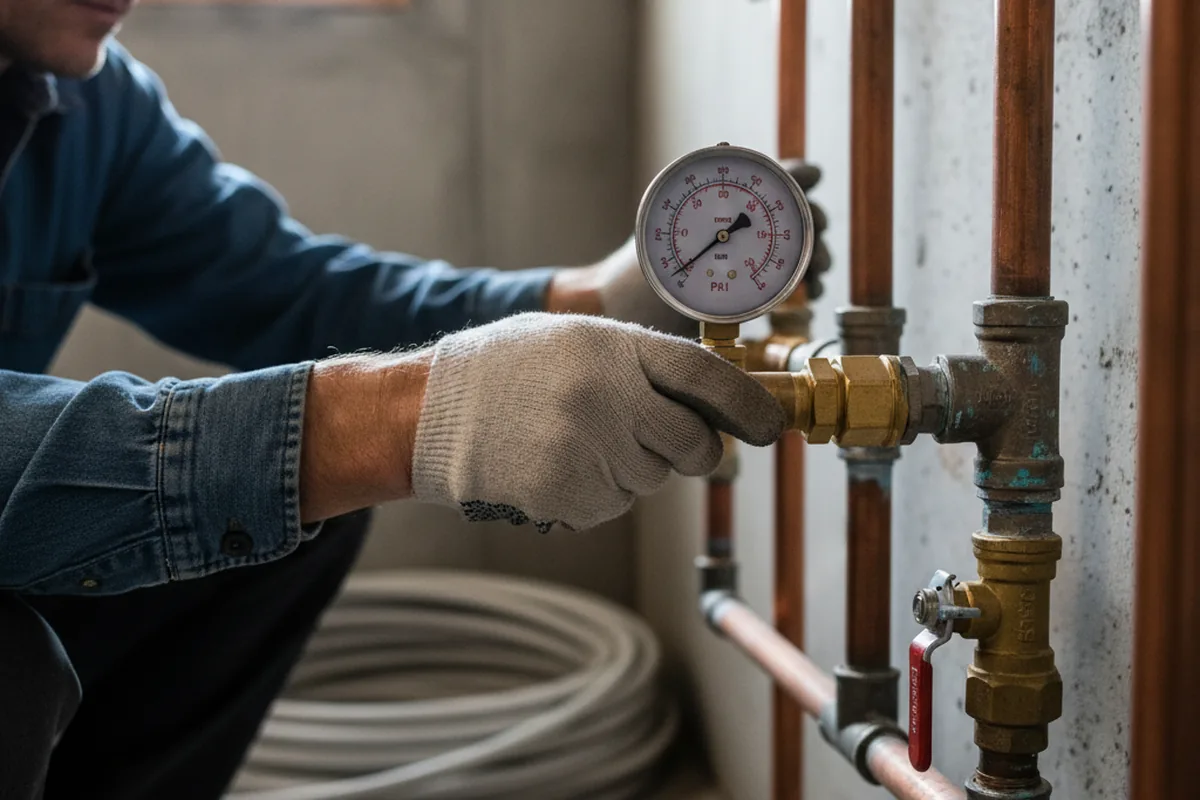 Pressure testing a repaired line during Water Line Repair in Lemont